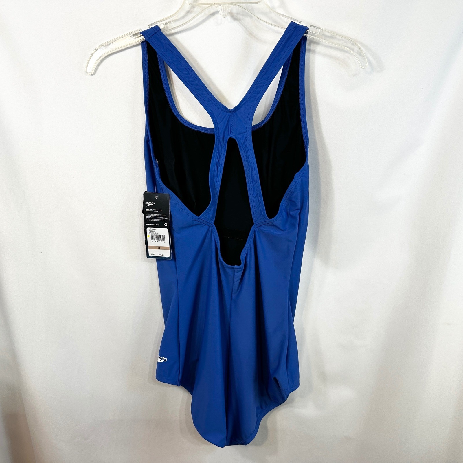 Speedo Endurance+ Size 12 Swimsuit Blue One Piece UPF 50+ Modest Cut NWT 888