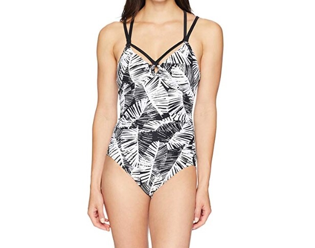 Coastal Blue Women’s Control One Piece Swimsuit Polished Palm Size Small NWOT
