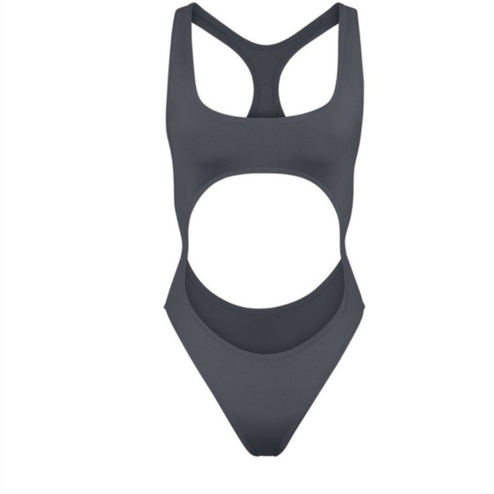 Skims swim cutout monokini in color gunmetal size XL swimsuit beach boat