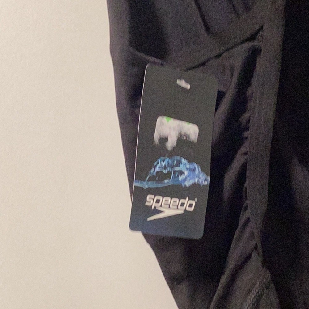 NWT Speedo Endurance+ Solid Flyback Training Size 12/38 Swimsuit Team Black