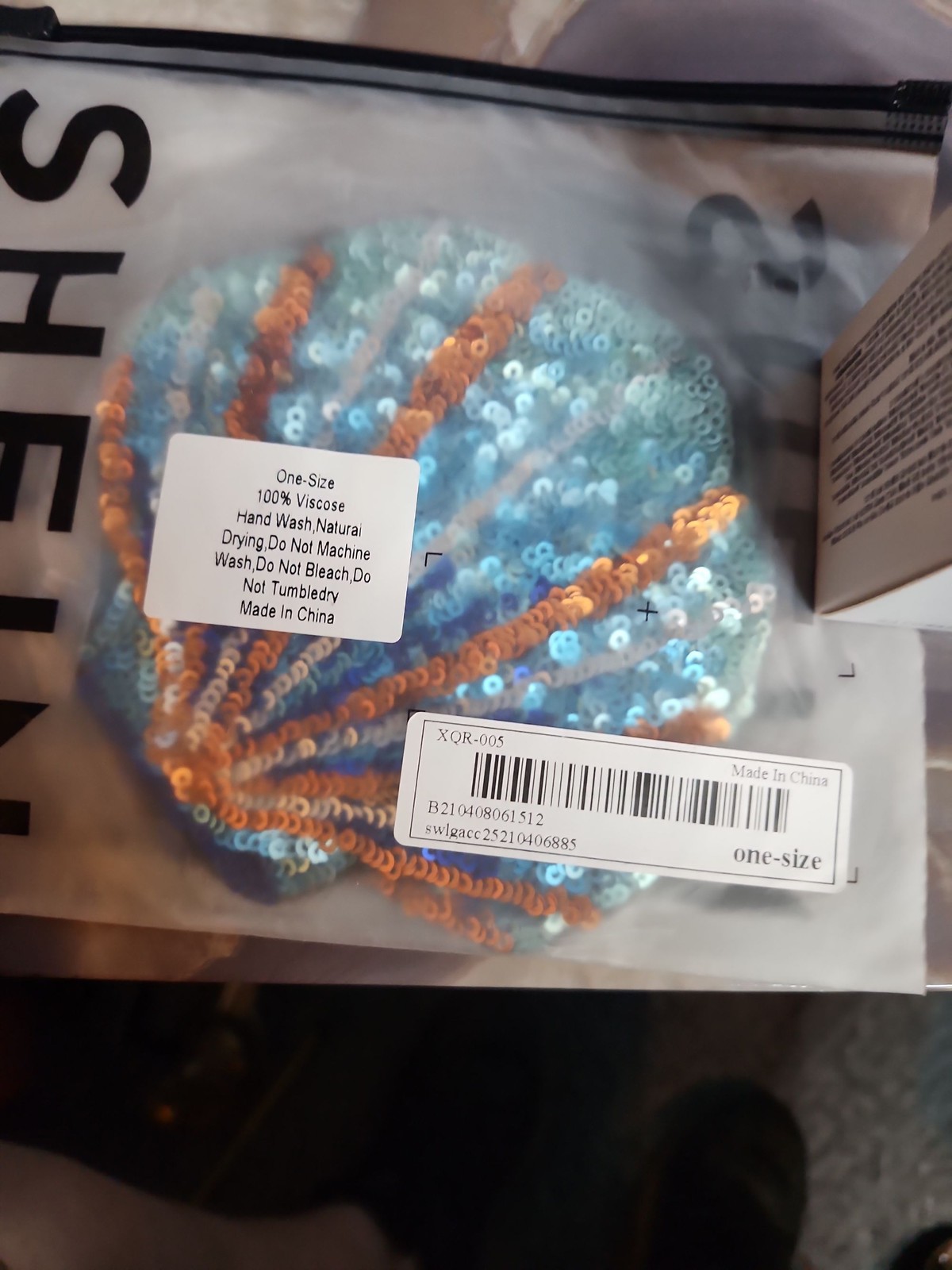 SHEIN Mermaid Shell Sequin Bikini Set Blue Orange Ombre Swimwear