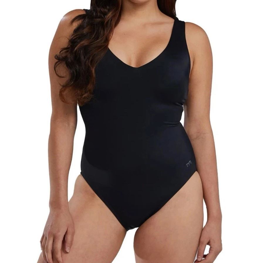 TYR Women’s One Piece Swimsuit, Snug fit, Black, 2X-Large