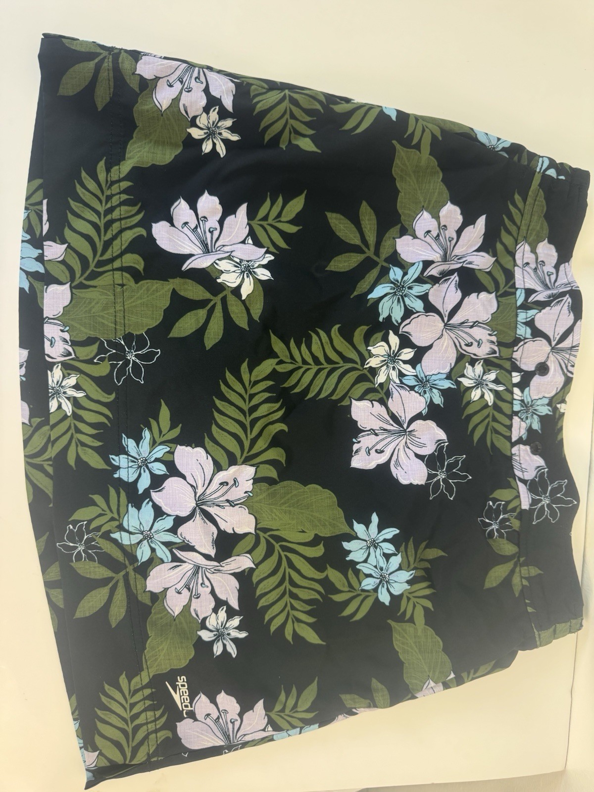 Speedo Women’s Floral Swim Board Shorts Medium Black Tropical Beach Swimwear