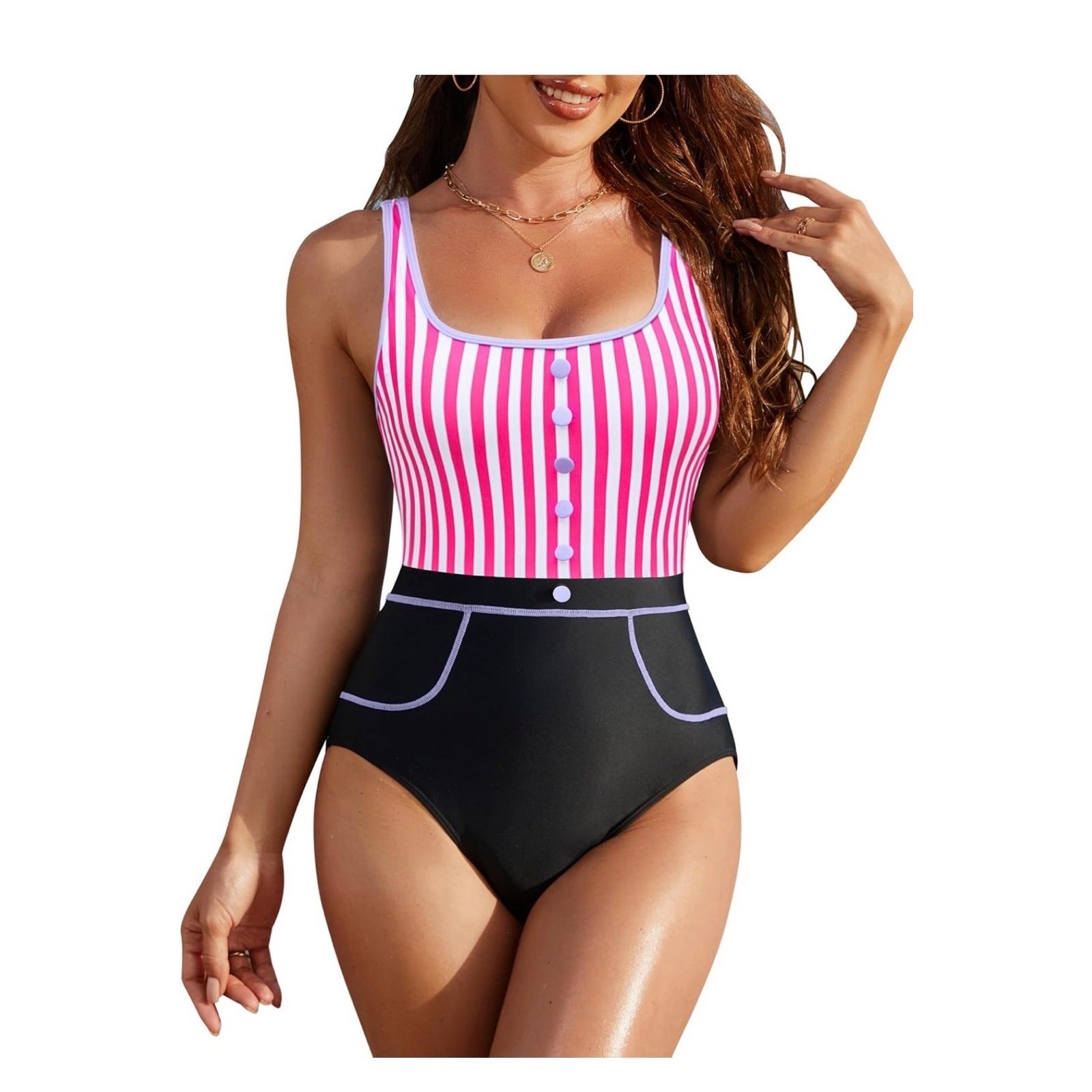 BMJL Womens Tummy Control Swimsuit Retro Vintage One Piece Bathing Suit Sz L