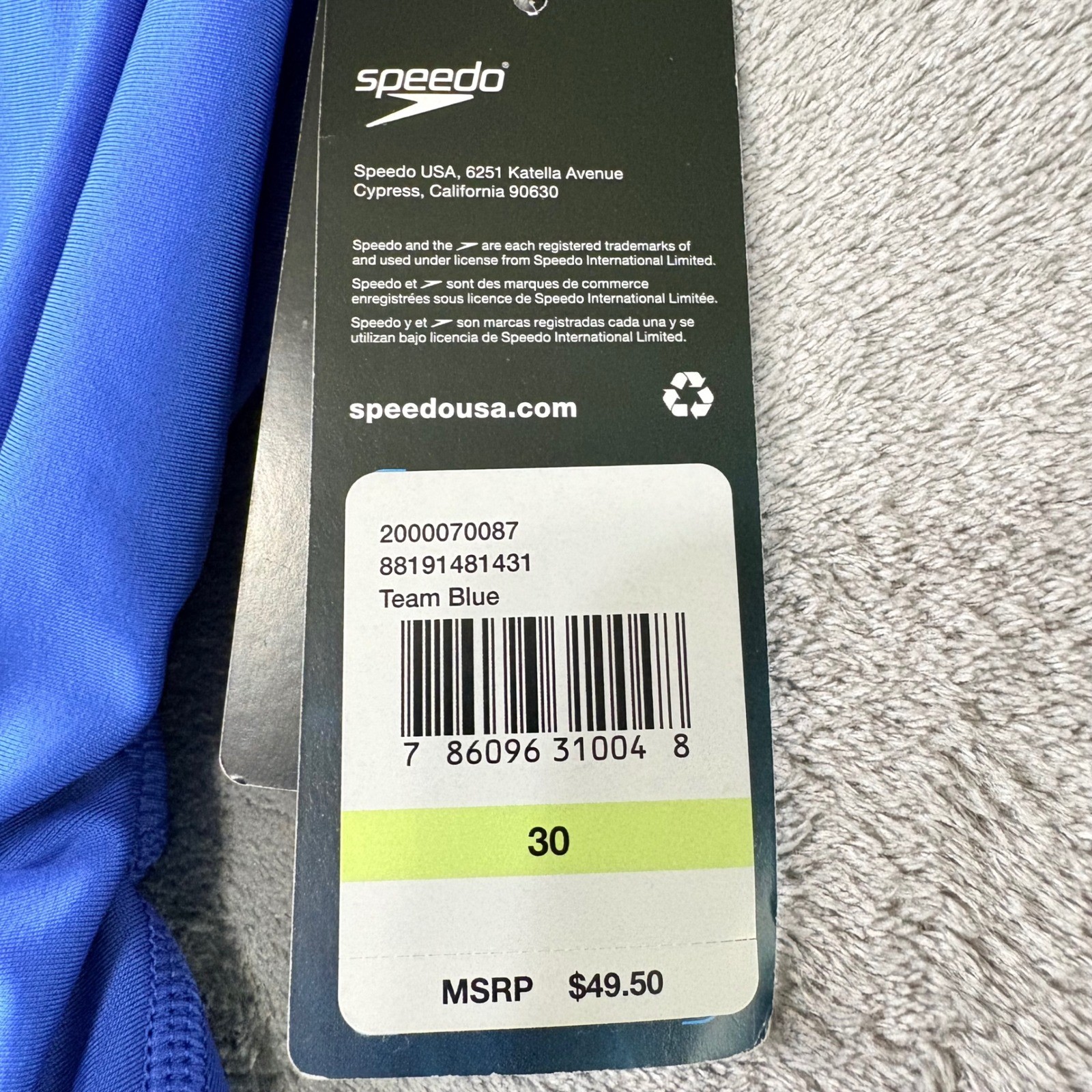 Speedo Women 30 Team Blue One Piece Swimsuit Racerback Performance Training New