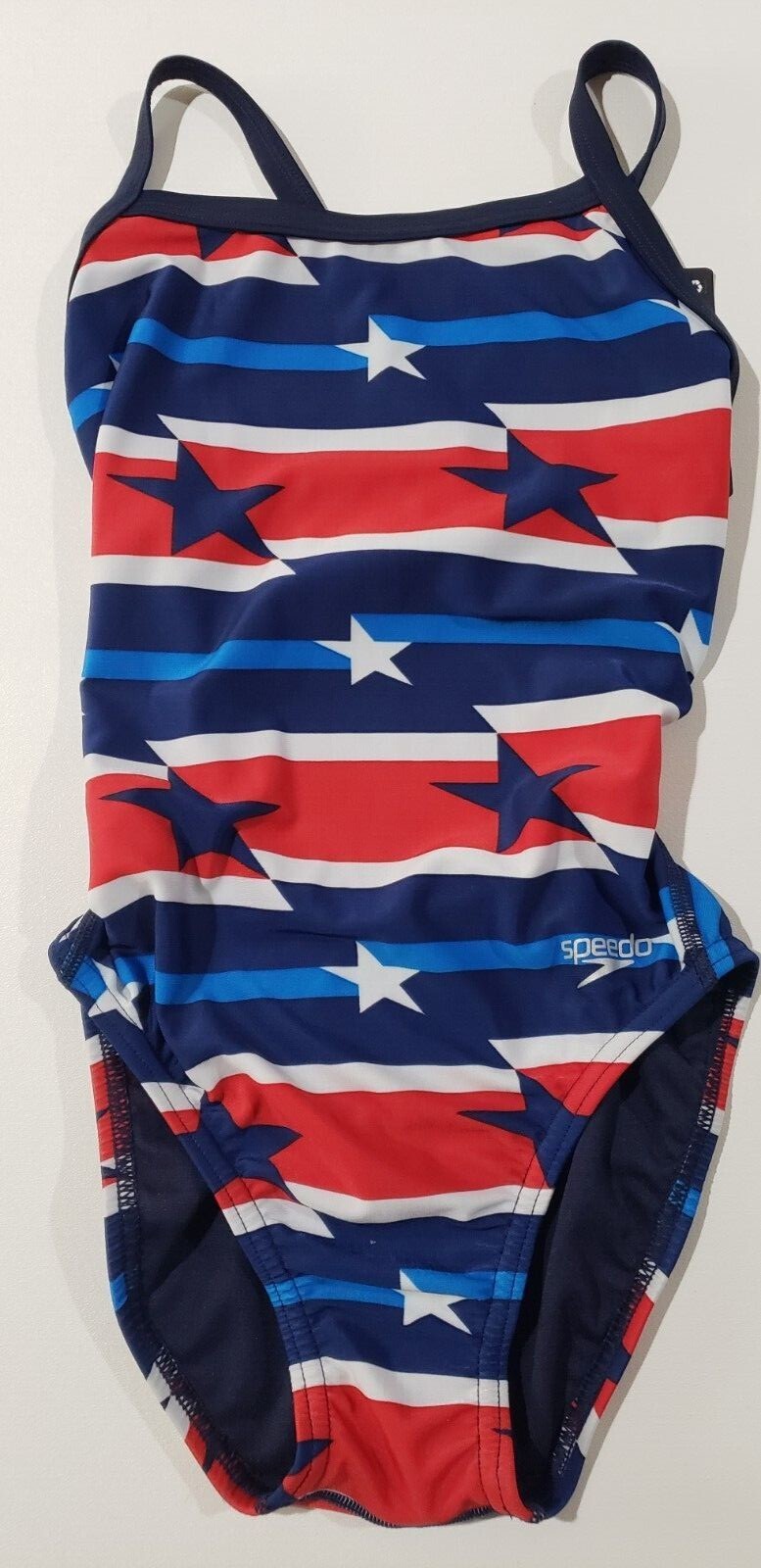 Speedo Pro LT Stripes Stars Patriotic USA Flag One Piece Competition Swimsuit 28