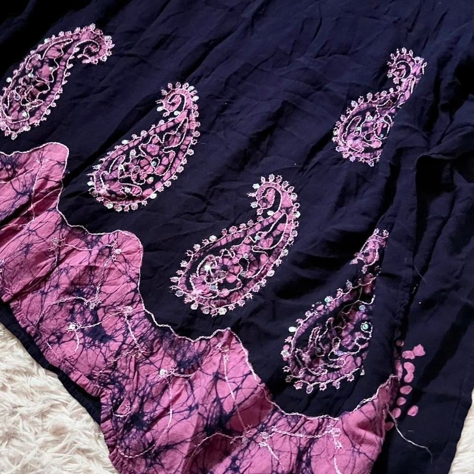 Boho Indie Paisley Whimsical Beachwear Kaftan Womens OS Resort Tropical Earthy