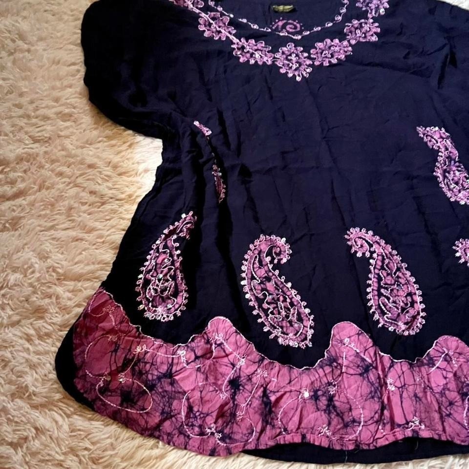 Boho Indie Paisley Whimsical Beachwear Kaftan Womens OS Resort Tropical Earthy