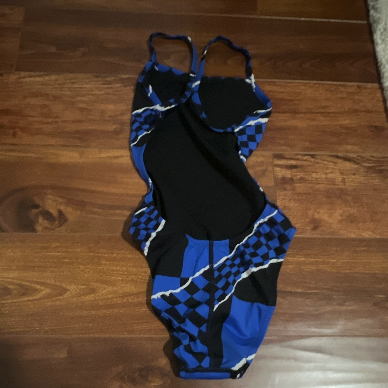Speedo Endurance+ Competitive One Piece Swimsuit 28 Blue/Black Check