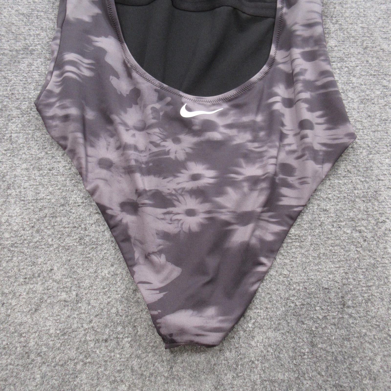 Nike Women’s One Piece Swimsuit Large Black Floral Zip Back Racer Athletic Suit