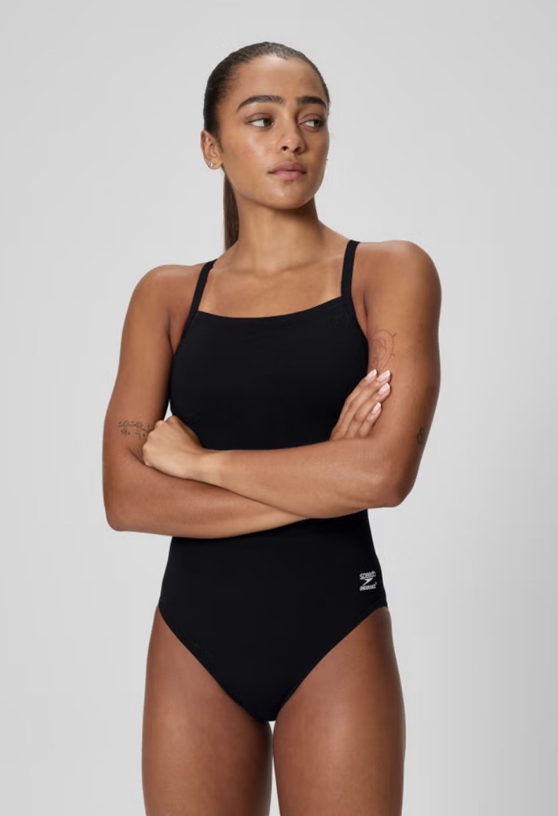 Speedo Womens Endurance Flyback Swimsuit One Piece 10/36 Green Black New W/Tags