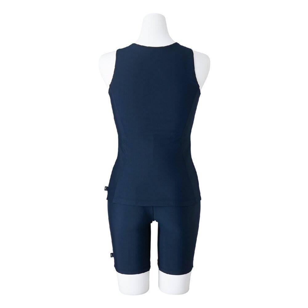 Mizuno Women’s Aqua Fitness Two-Piece Suit Front Zip Tank Top Navy/Violet Fizz