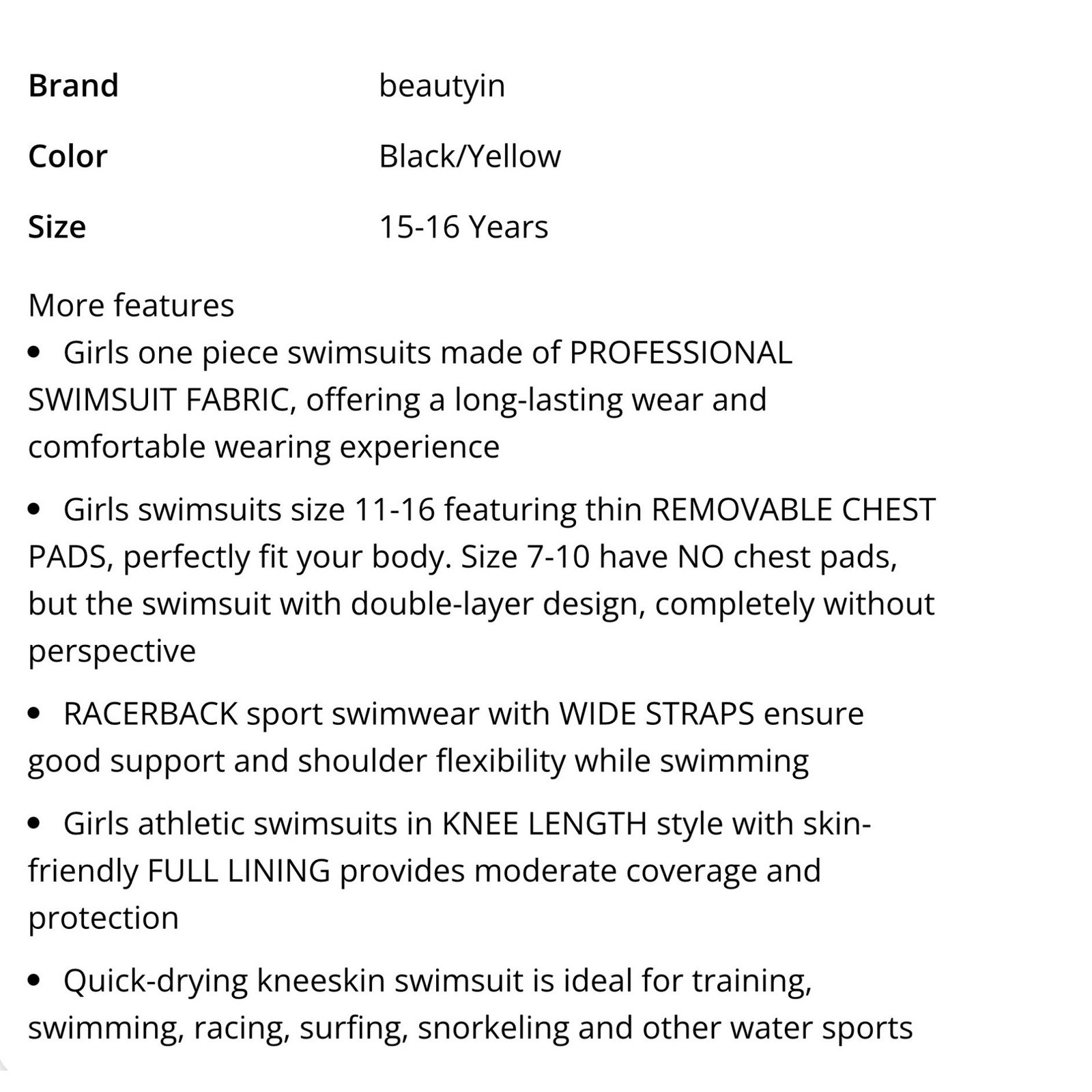 Beautyin Girls One Piece Boyleg Swimsuit 16 Neon Green Athletic Training Swim