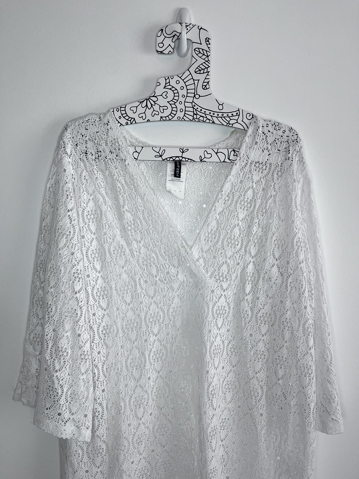 Jantzen Swimsuit Cover Up Womens White Lace Crochet Stretch Waist V Neck Large