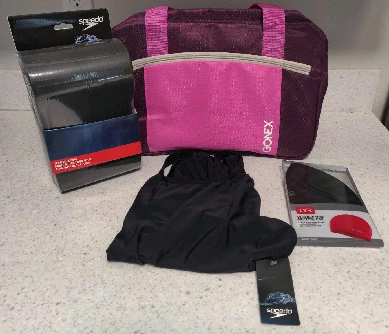 Women’s Speedo Swim Wear Gear Lot Suit 6/32 Cap Bag Team Pull Buoy Brand NEW NWT