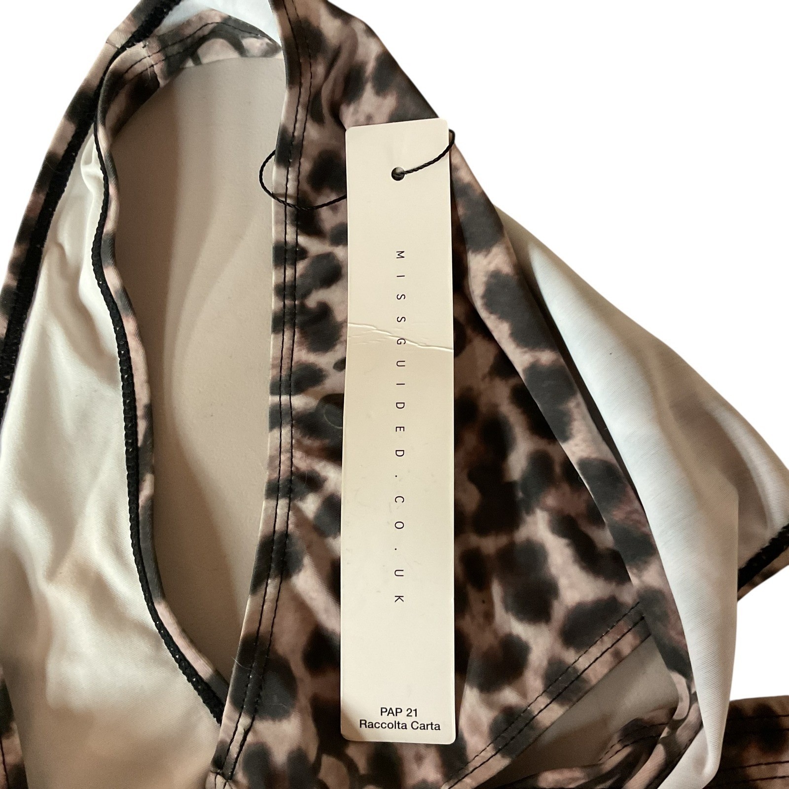 Missguided Women’s Leopard Printed One Shoulder One Piece Swimwear Size S NWT