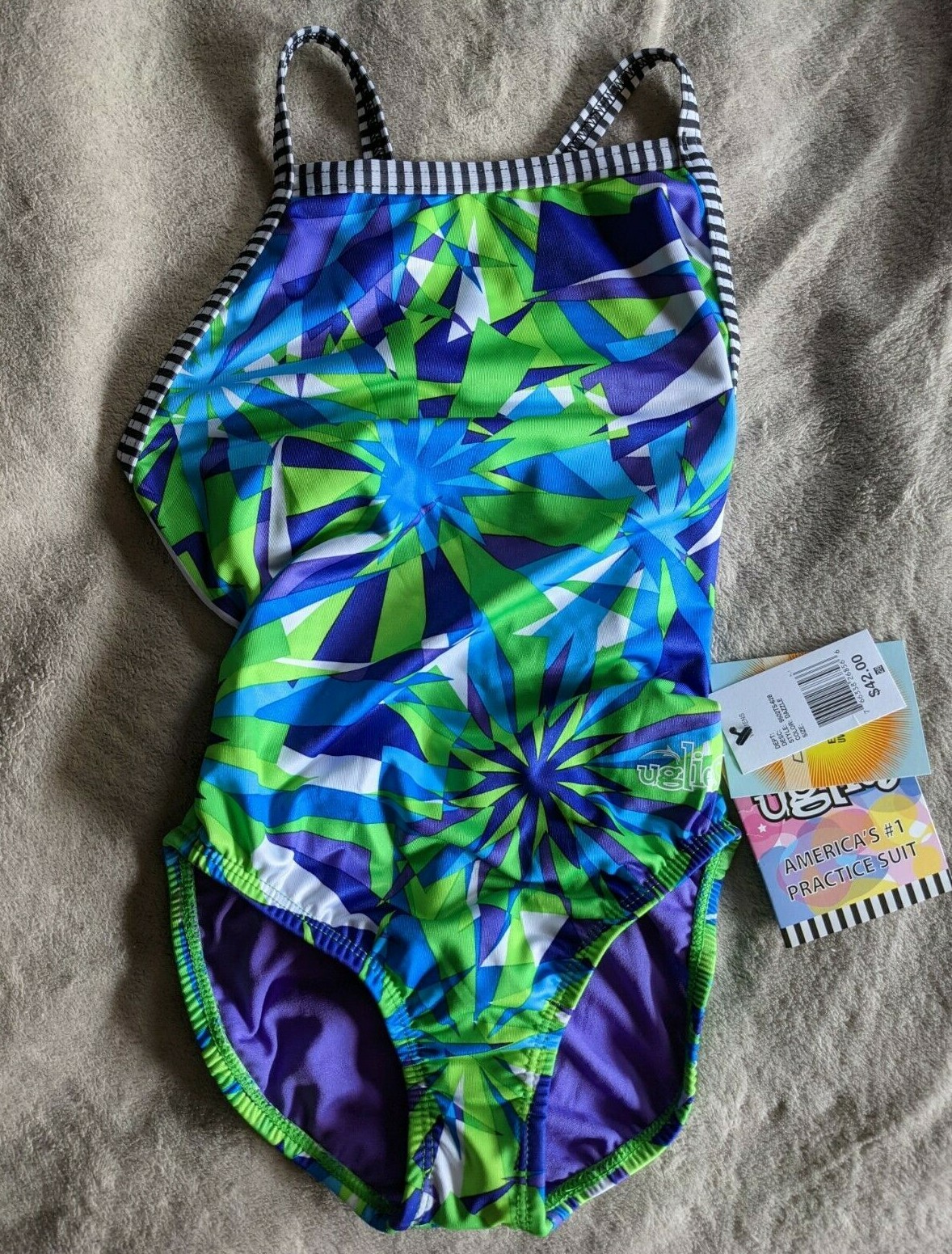 DOLFIN UGLIES One Piece Swimsuit Womens Sz 28 Dazzle Purple Green NEW NWT