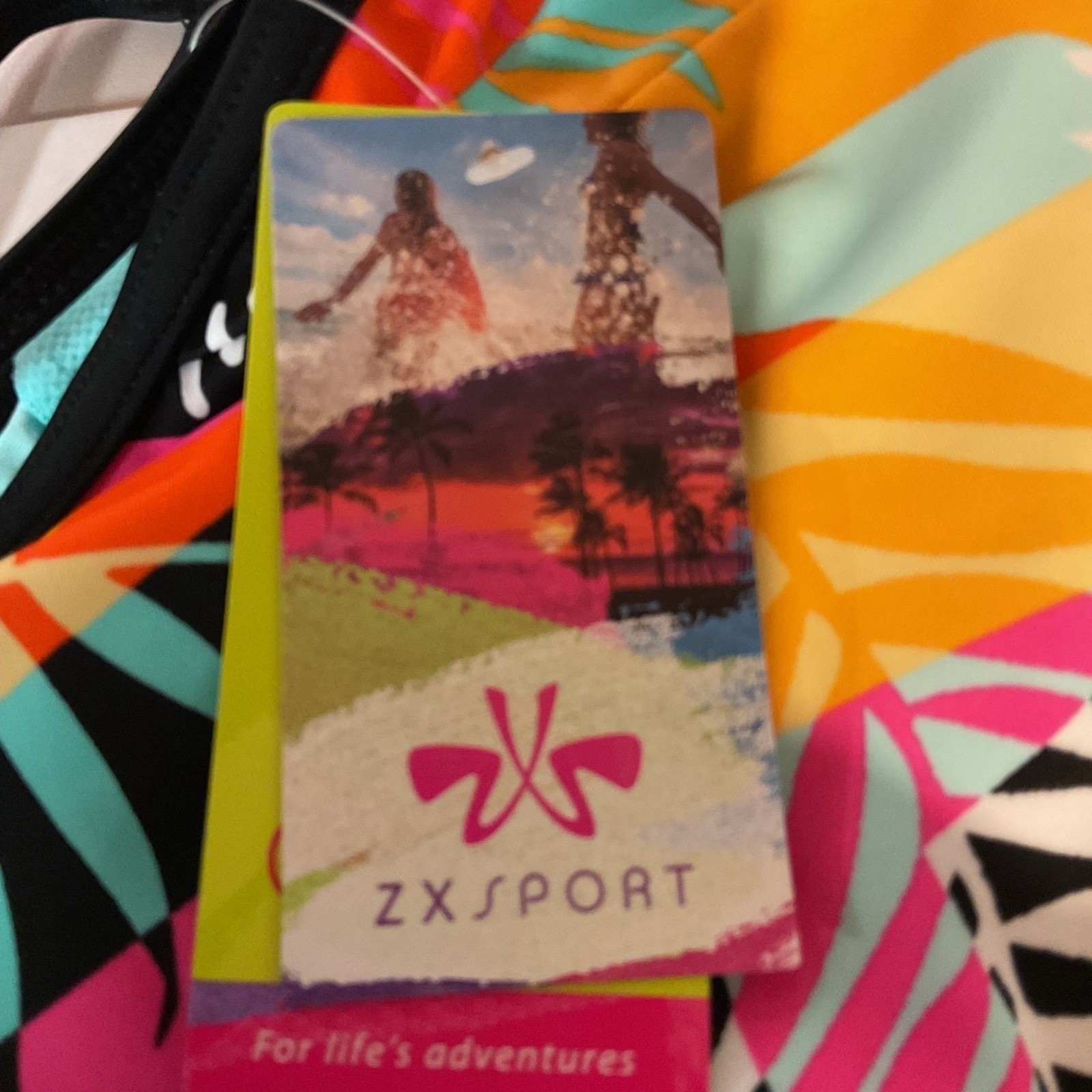 ZX Sport Colorful Tropical Printed Crisscross V Neck One-Piece Swimsuit XL NWT