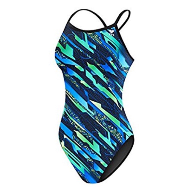 TYR Womens Ardent Diamondfit One Piece Performance Blue/Green Swimsuit 30 XS 0-2