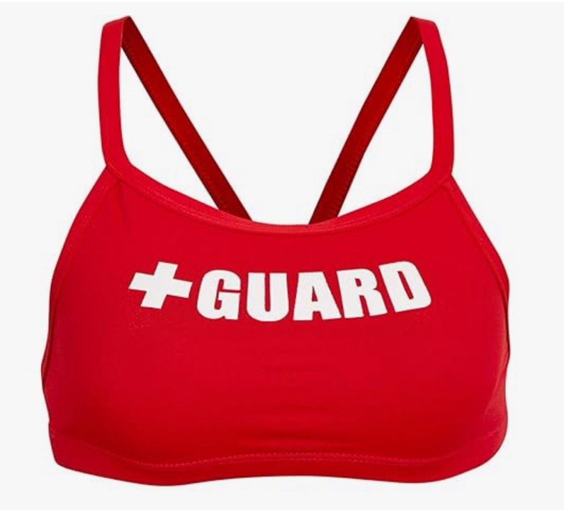 +Guard Blarix Women’s Padded Swim Lifeguard Top Stretch Solid Red Sz L NEW TbA2