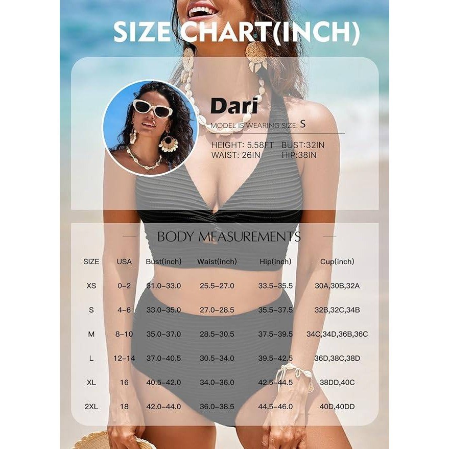 MSRP $48 Herseas Women’s XL Textured Bikini Set Twist Front Top Swimsuit High W