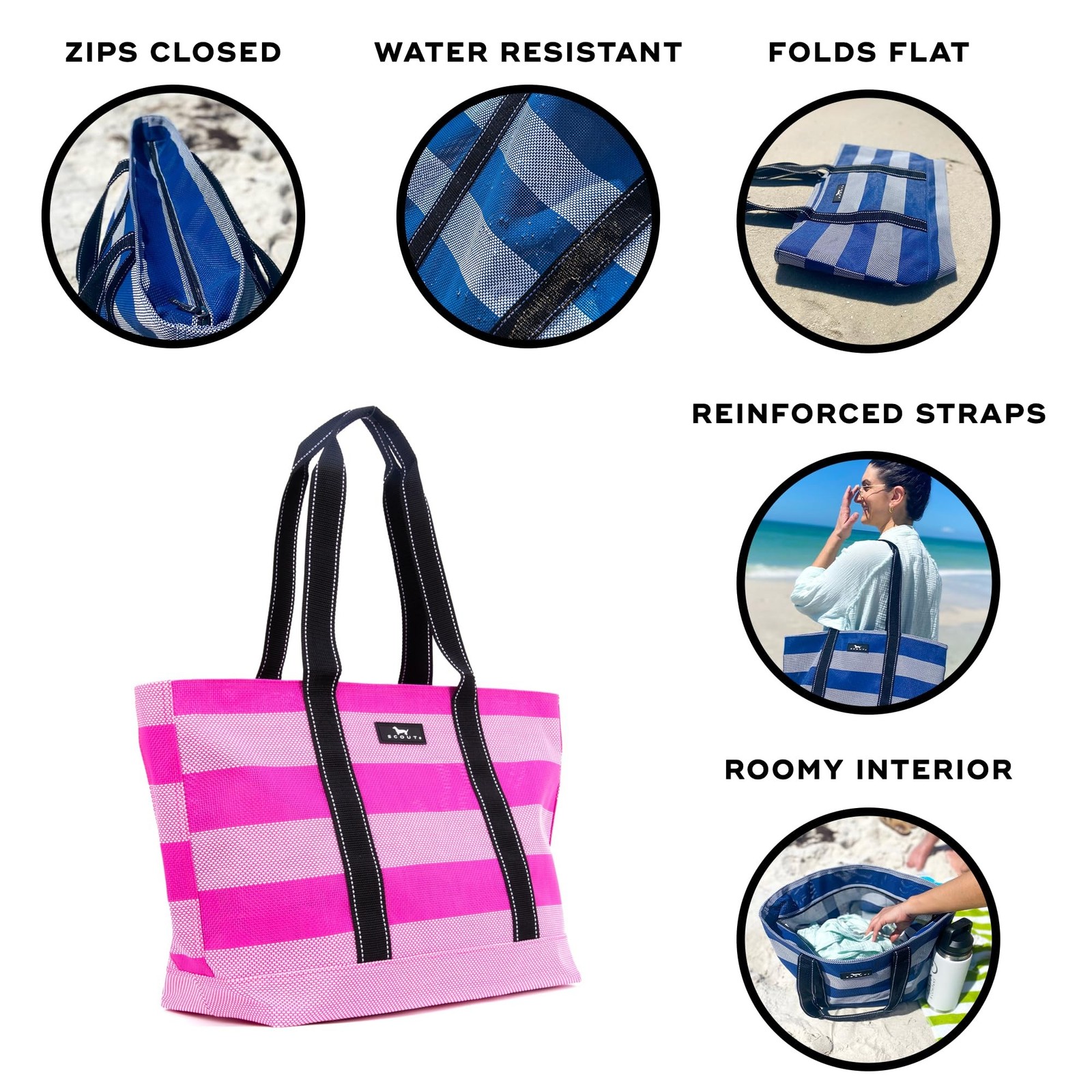 SCOUT Joyride – Large Sandproof Beach Bag For Women – Durable Mesh Woven Beac…