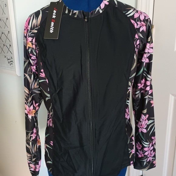 Tropical Floral Women’s Swim Guard and Top Size L Workout Beach Activewear Sport