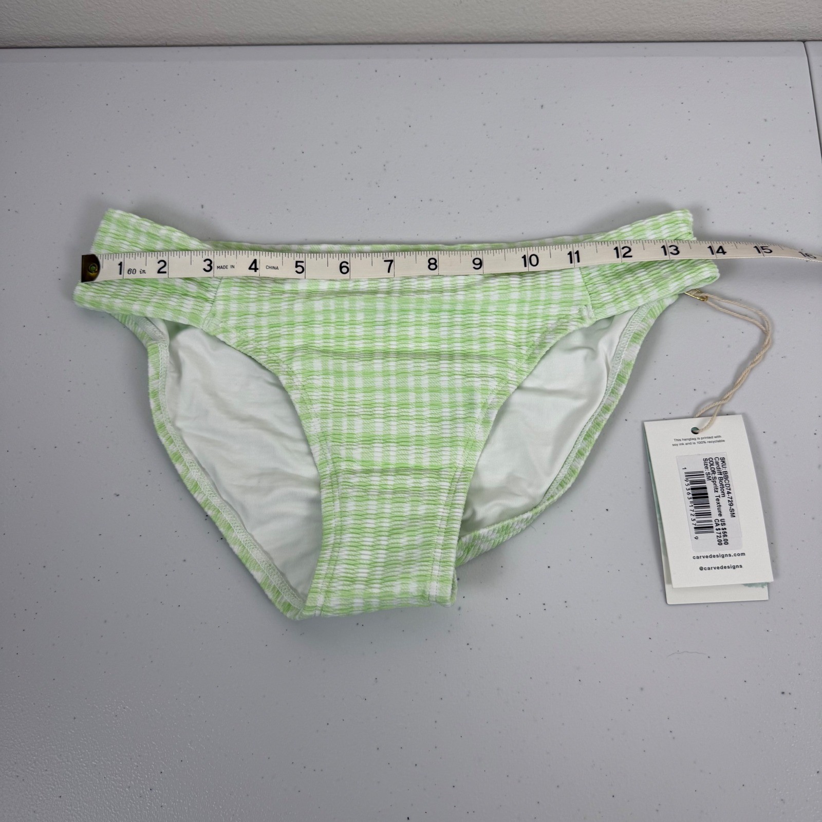 Carve Designs Cardiff Swimsuit Bottoms Spritz Texture Recycled Swim Small White