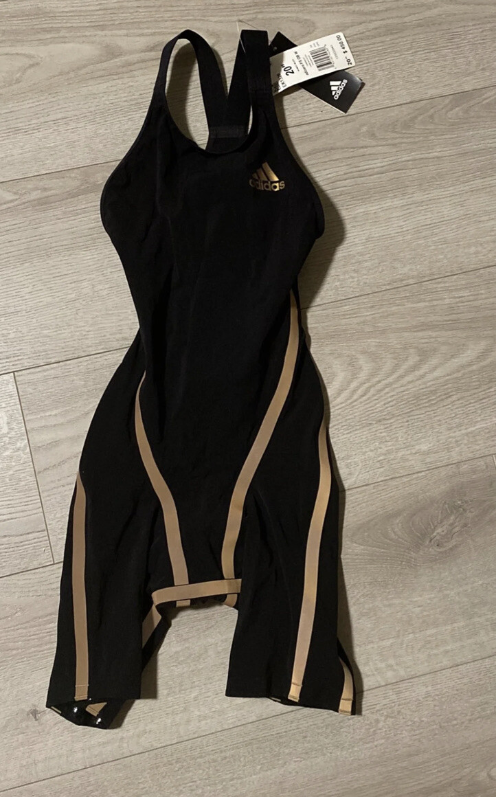 Adidas Adizero 22″ Freestyle Competition Tech Swim Body Suit Black Gold $450 Y40