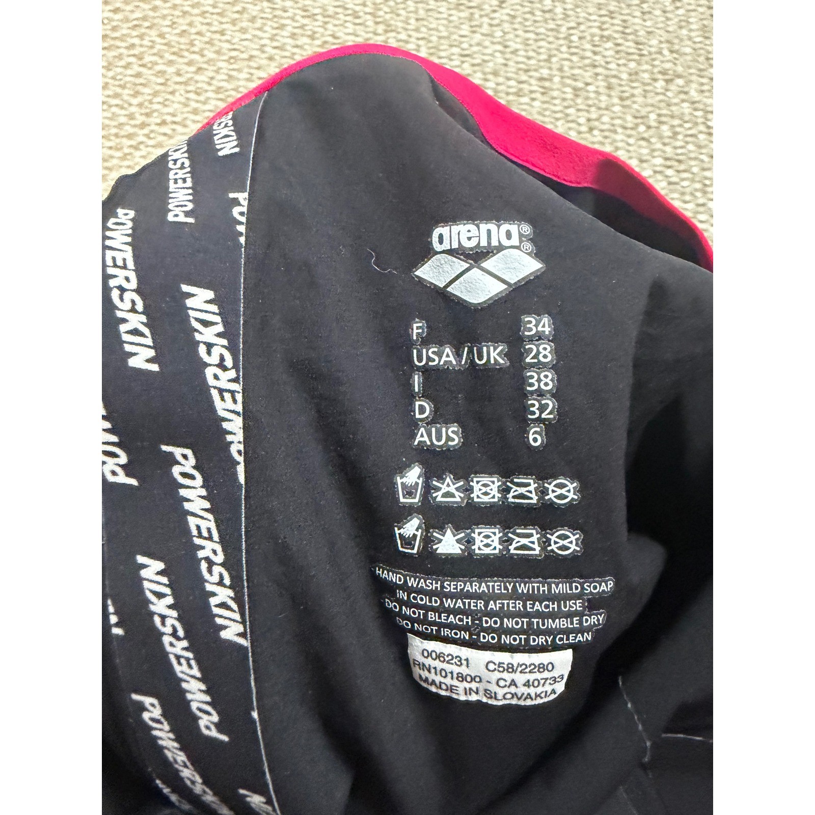Arena Powerskin Carbon Technical Racing Swimsuit Kneeskin Black Pink Womens 28