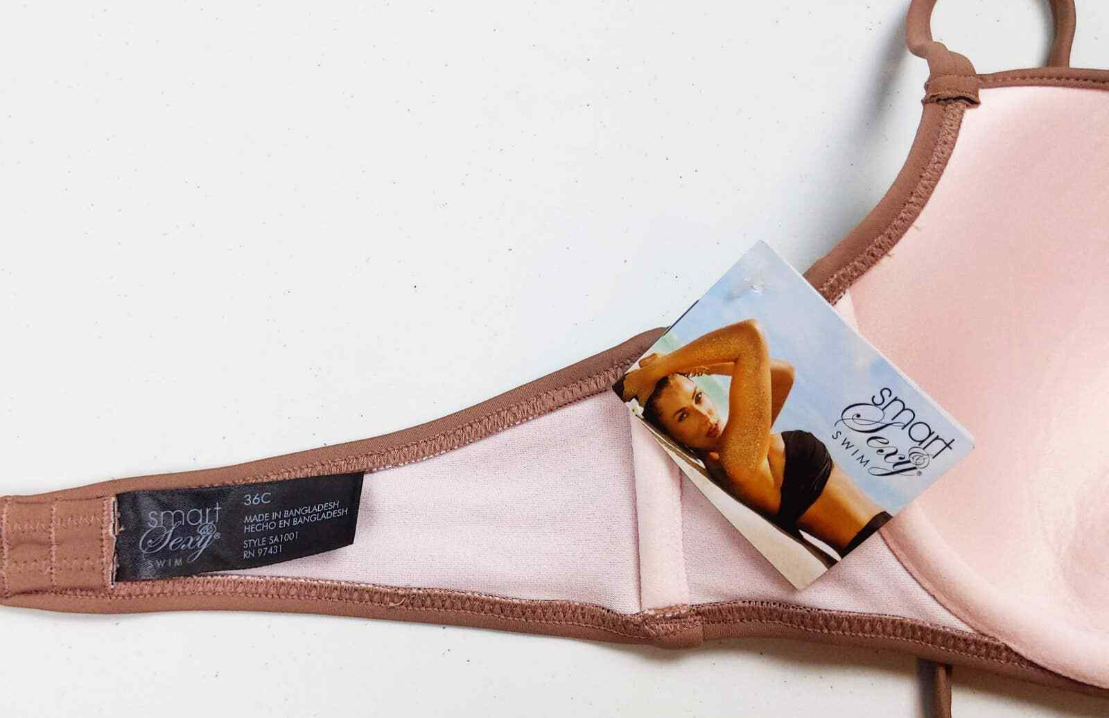 Smart & Sexy Swim Top 36C Brown The Getaway Strappy Halter