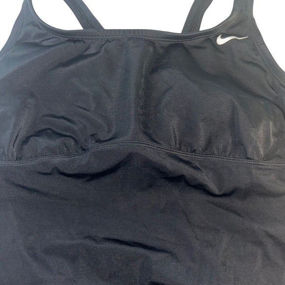 Nike Womens One Piece Swimsuit Black Cutout Back Athletic Swimwear Size L
