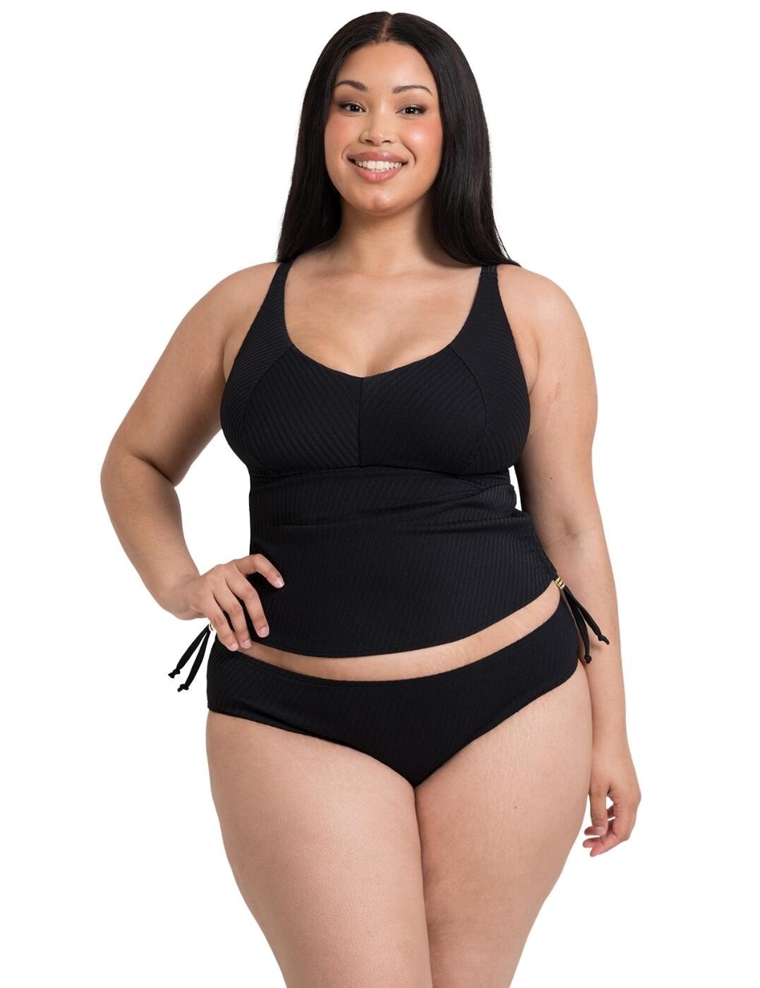 Curvy Kate Jet Set Tankini Top Wireless Non Padded Womens Ribbed Swim CS034408