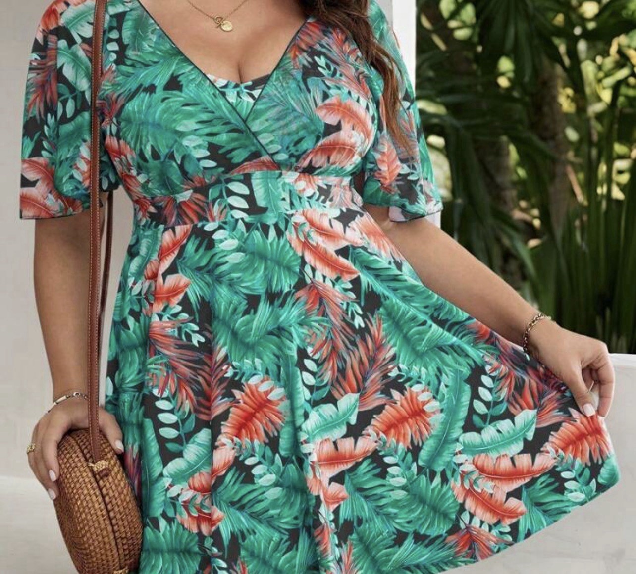 Tropical Swim dress/sundress 4X Flutter Sleeve Flounce “Curve” fit No Bottoms