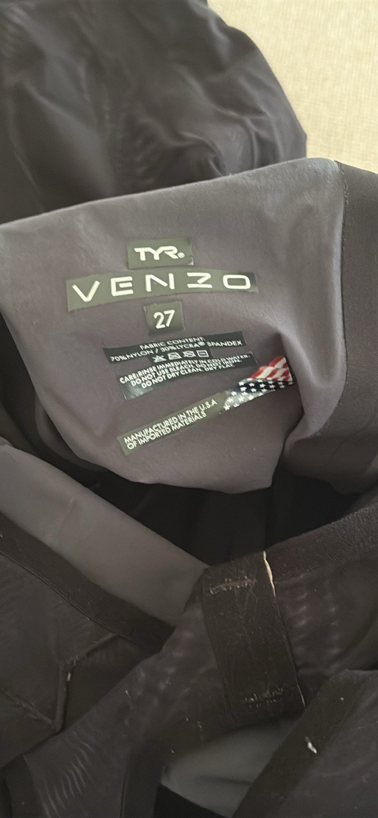 TYR Venzo Genesis ONYX Size 27 Open Back Competition Swimsuit