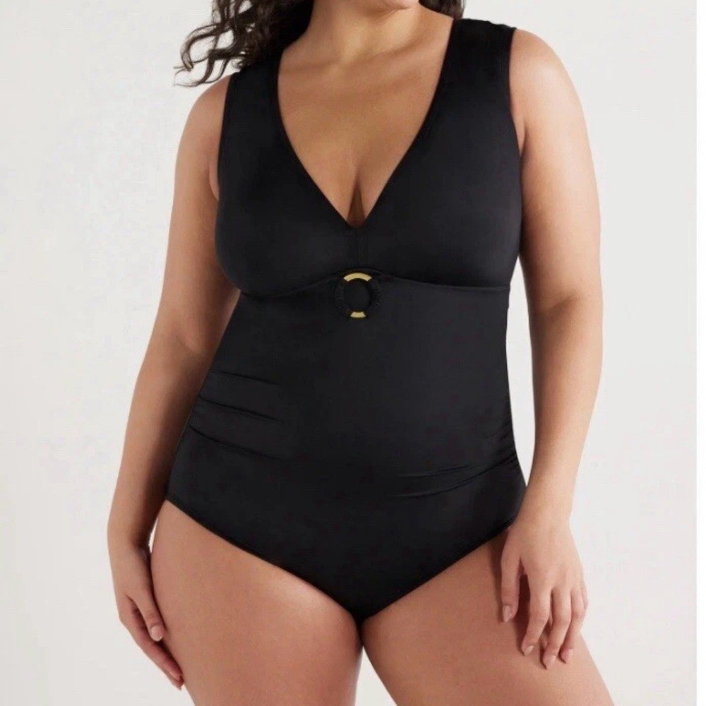 Embrace Your Curves Miraclesuit Brand XL Black Amelia O Ring 1 Piece Swimsuit