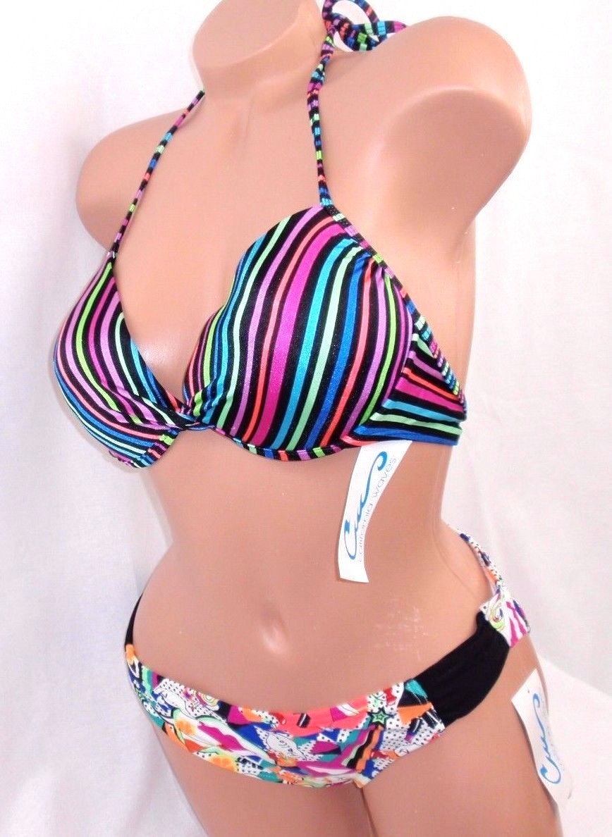 California Waves Bikini Swimsuit Women’s Girls Swimwear Sizes Padded Top Juniors