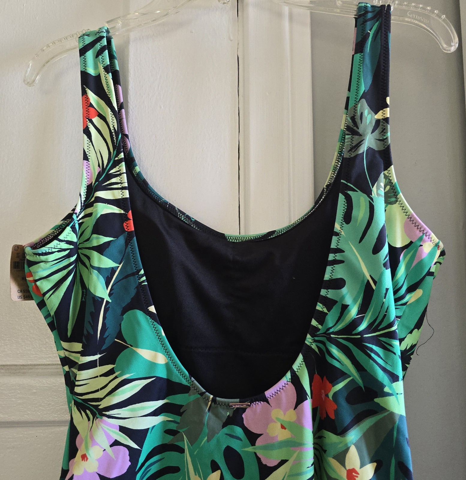 Victoria’s Secret Pink Tropical Floral Scoop Neck Swimsuit Black size M