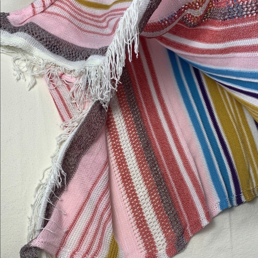 Cupshe Womens Rainbow Striped Poncho EUC OS Swim Coverup No Brand or Care Tags