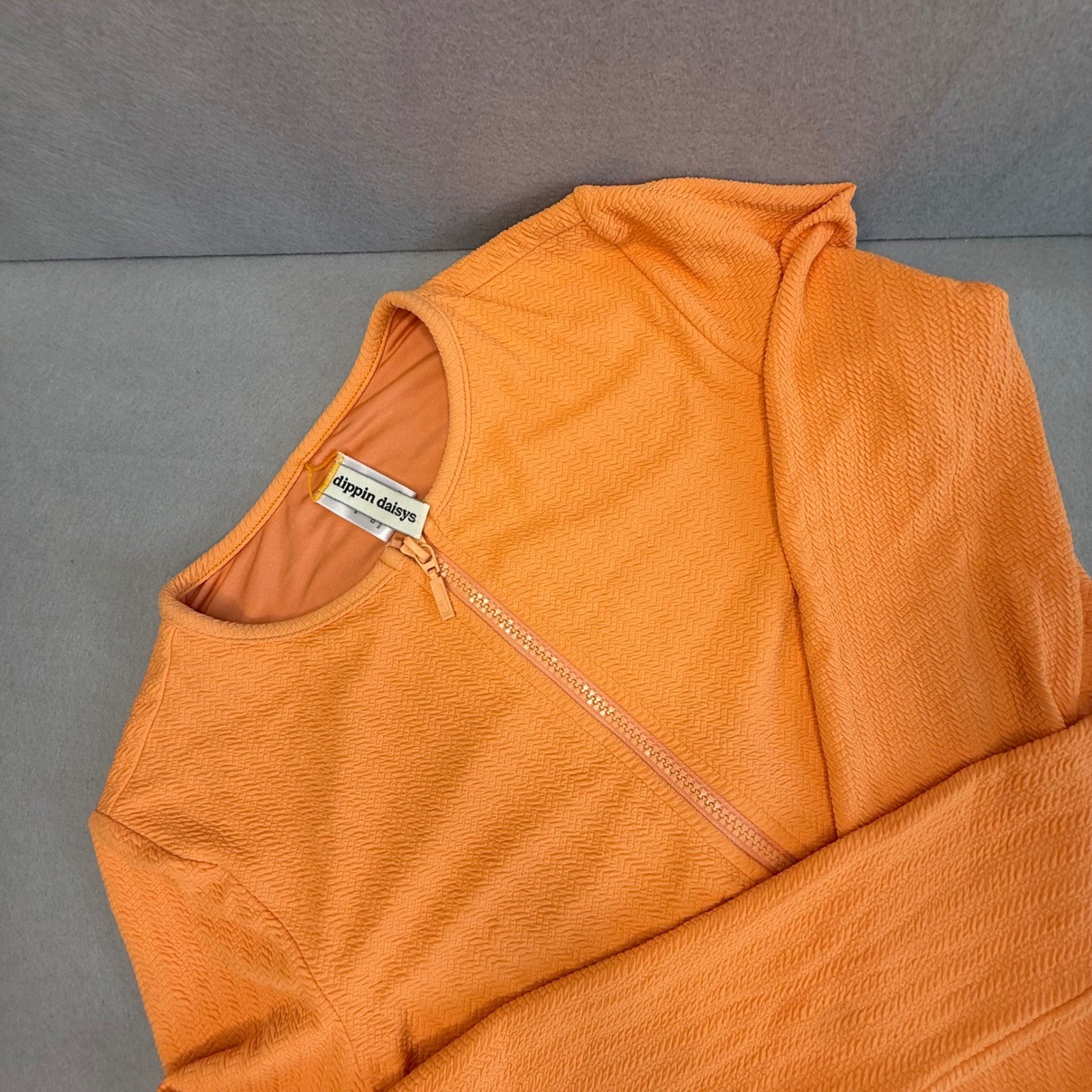 Womens Dippin Daisy’s Orange Swim Textured Half Zip Long Sleeved Rash Guard M