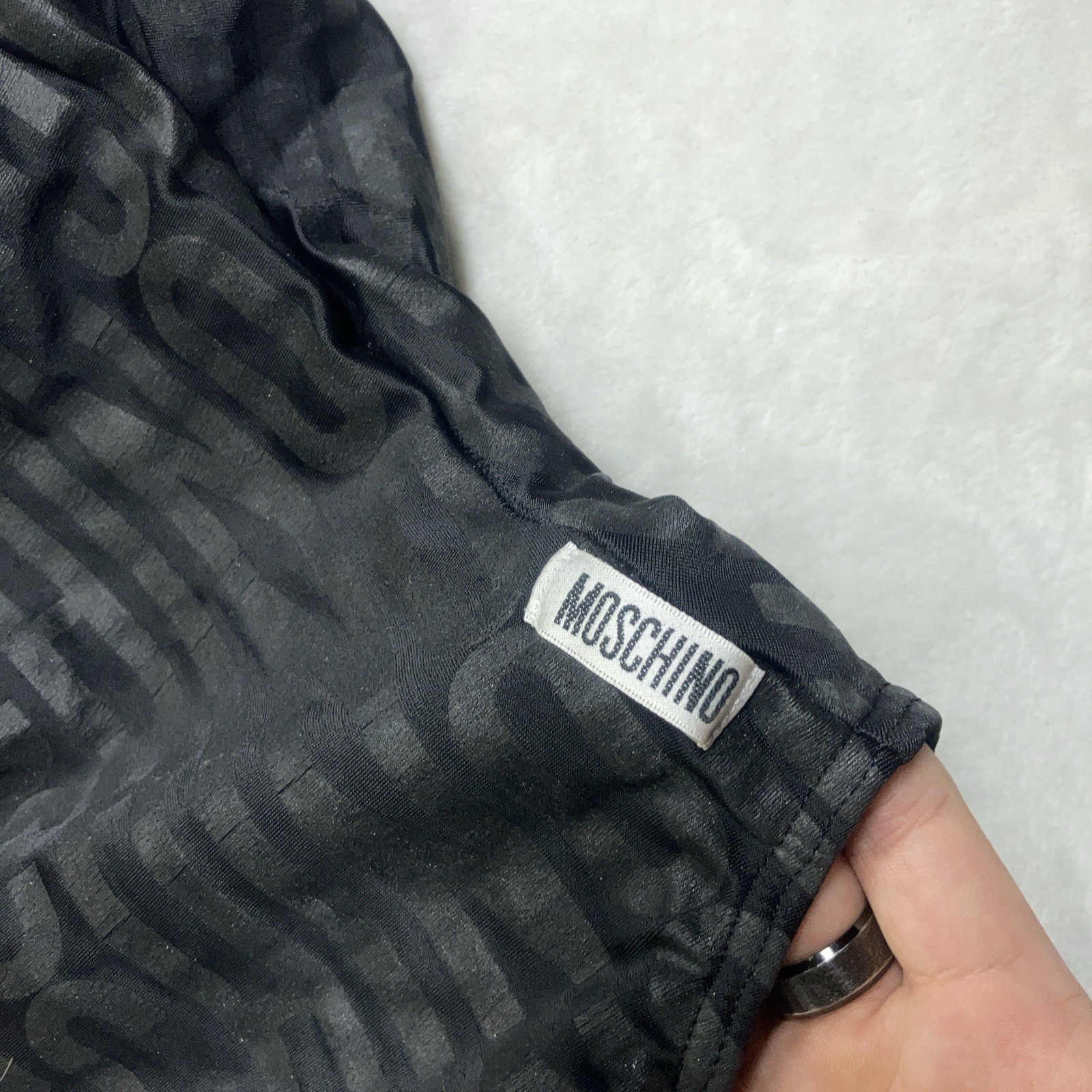 Rare Moschino Cheap and Chic One Piece Swim Suit Logo Black Padded Swim *READ