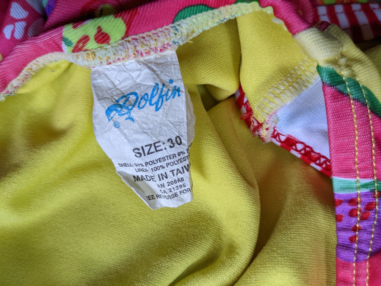 DOLFIN – UGLIES One Piece Swimsuit Womens Size 30 Yellow Pink Orange Red