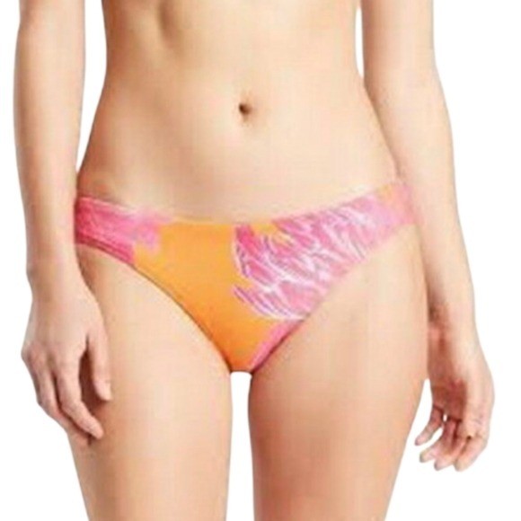 Athleta Kailua Orange Pink Mid Rise Lycra Xtra Life Brief Bottom Size XL NWT