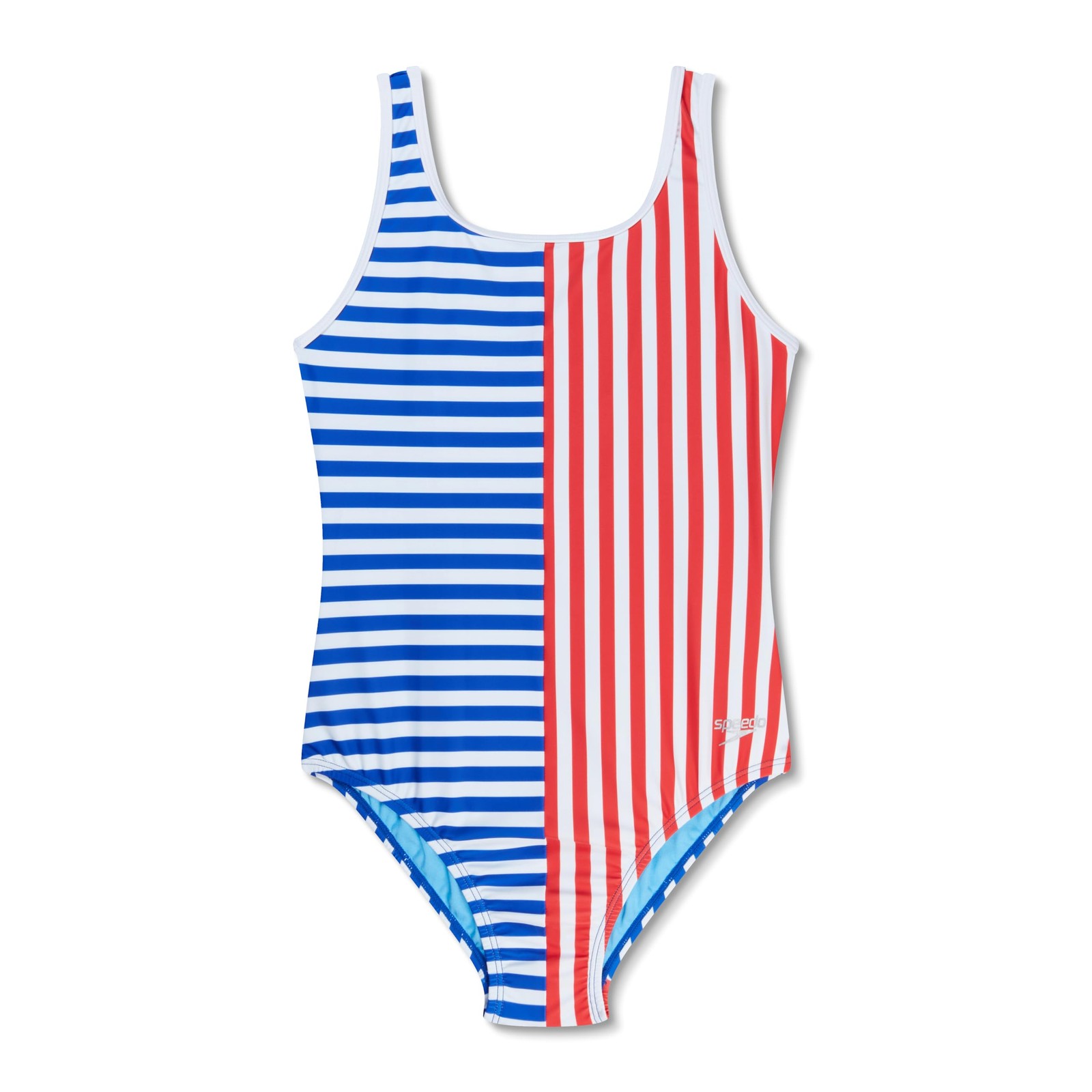 Speedo Girl’s Swimsuit One Piece Thin Straps 16, Mariner Stripe Cobalt