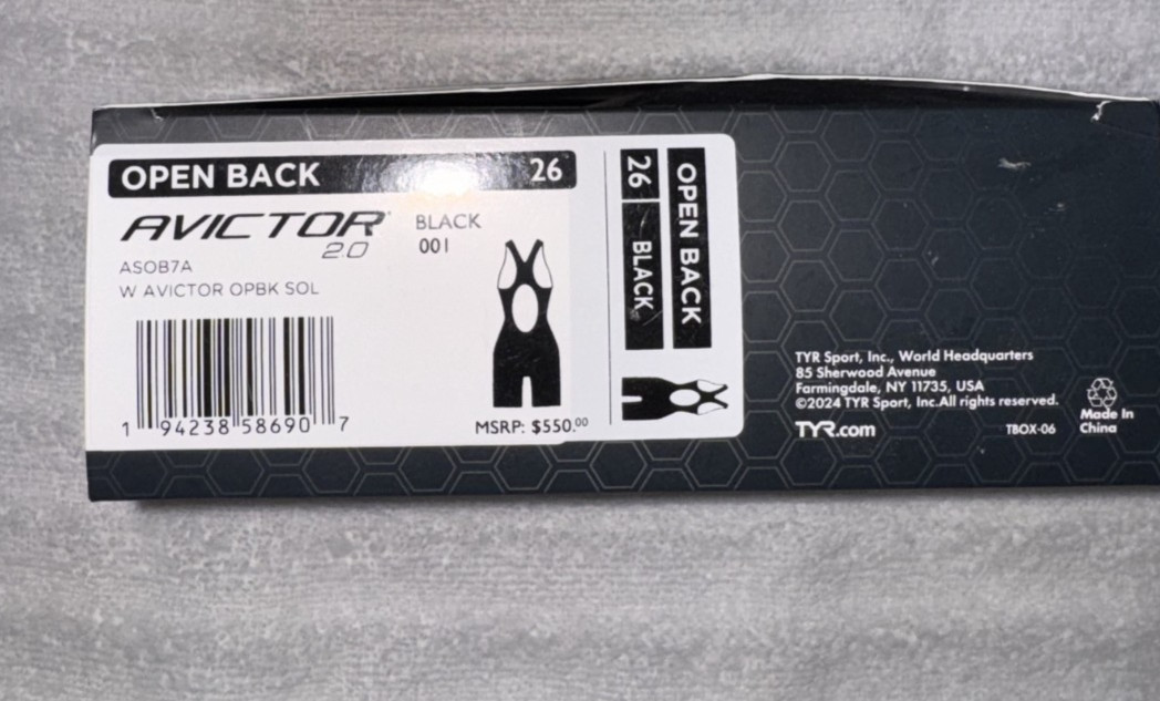 Womens TYR Avictor 2.0 Open Back Tech Suit Swimsuit, Black, Size 26