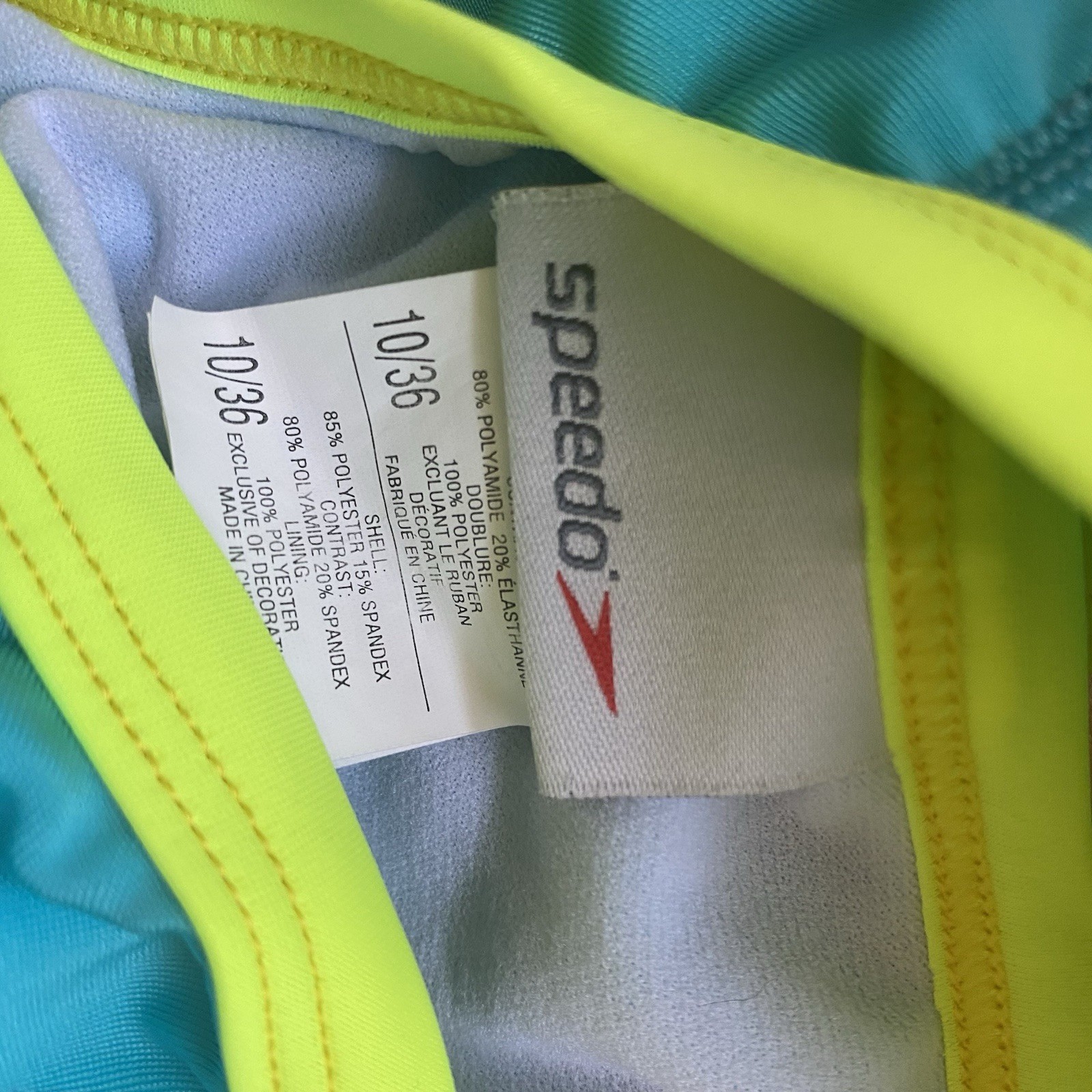 Speedo Women’s One Piece Competitive Swimsuit Blue Yellow Size 10/36