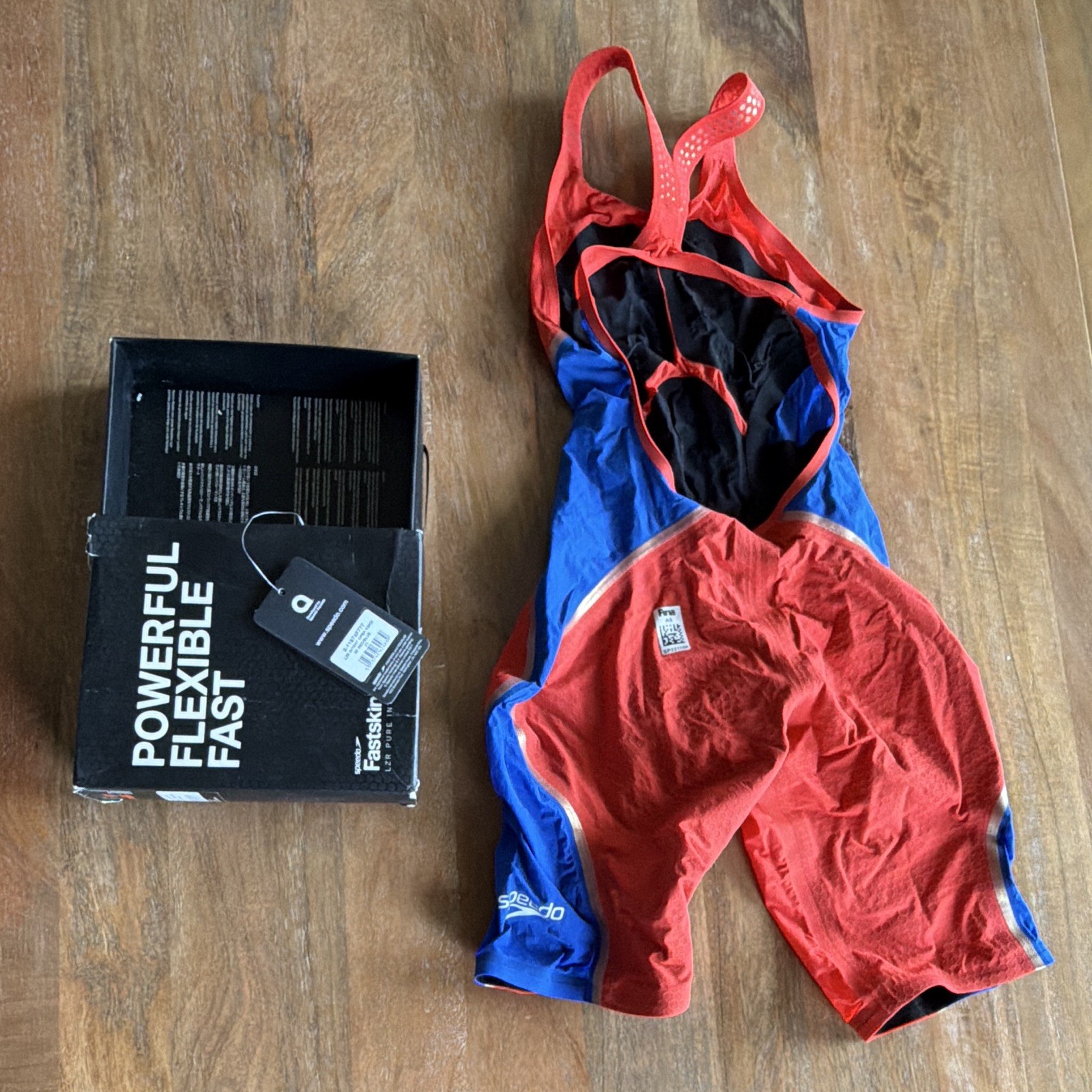 Speedo Fastskin LZR Pure Intent Openback Kneeskin One Piece Red/Blue Sz 23