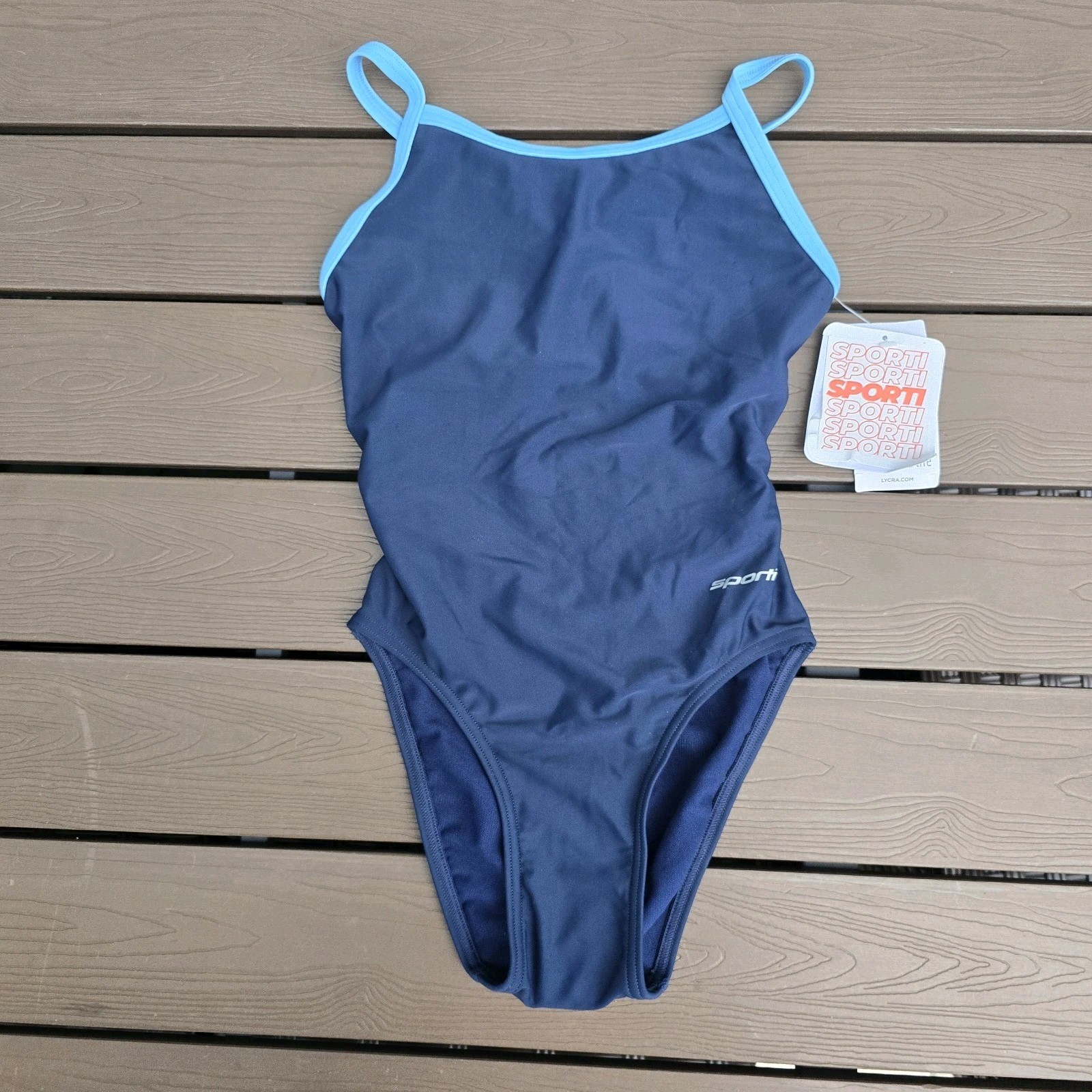 Sporti Youth Girl Piped Thin Strap One Piece Swimsuit Lycra Xtra Life Sz 26 New