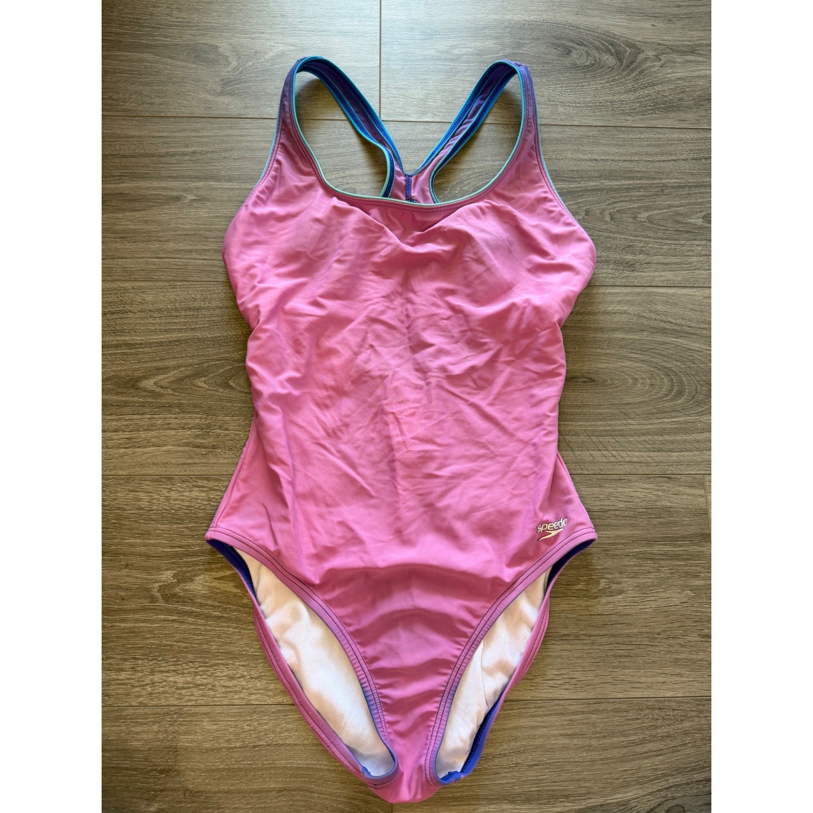 Speedo One Piece Swimsuit 10 Pink Racerback Athletic Swim