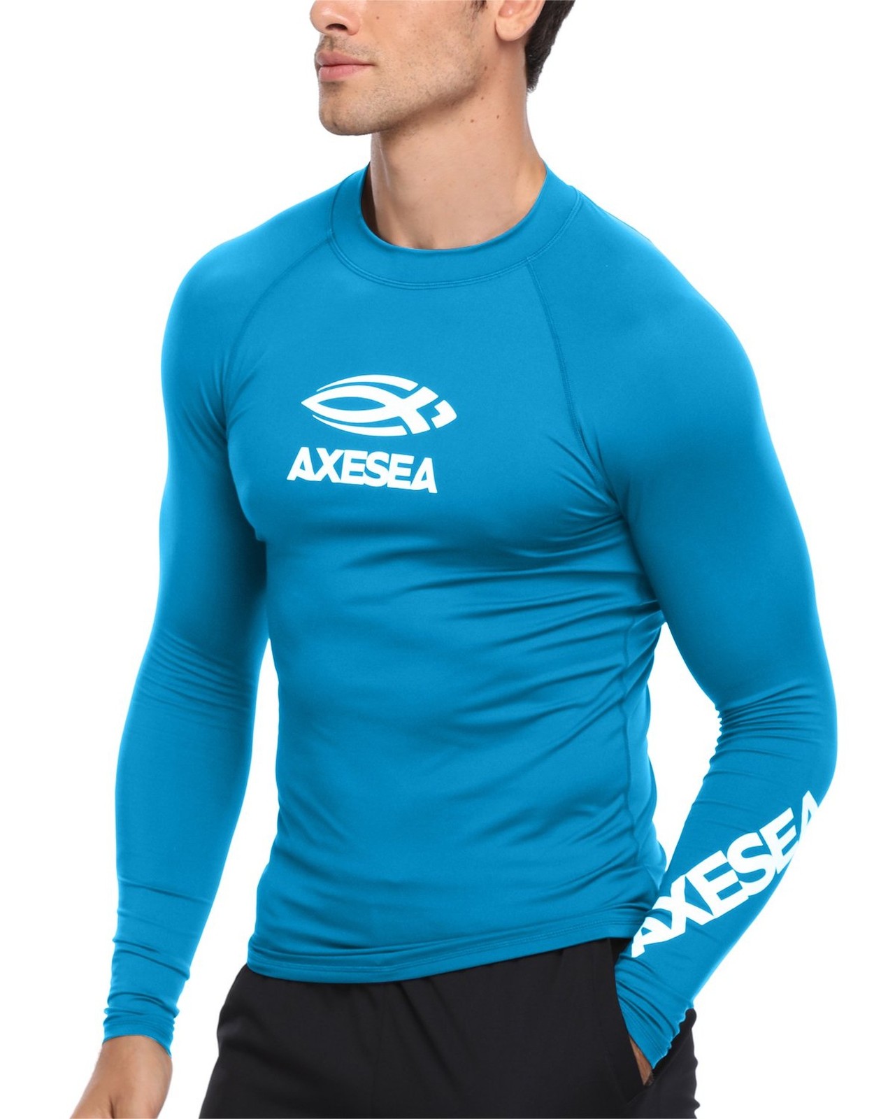 AXESEA Men Long Sleeve Rashguard UPF 50+ Rash Guard Swim Shirt Athletic Swim …